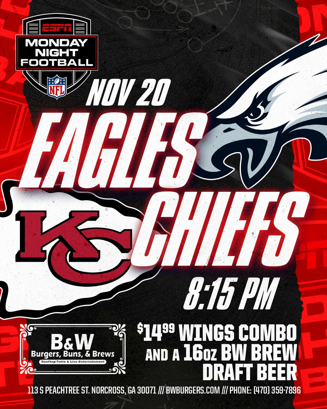 Eagles vs Chiefs B & W Burgers