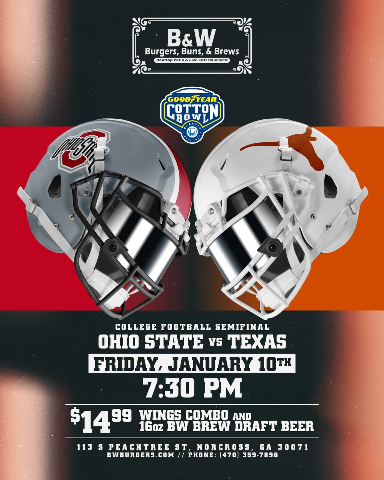 Ohio State vs Texas B & W Burgers