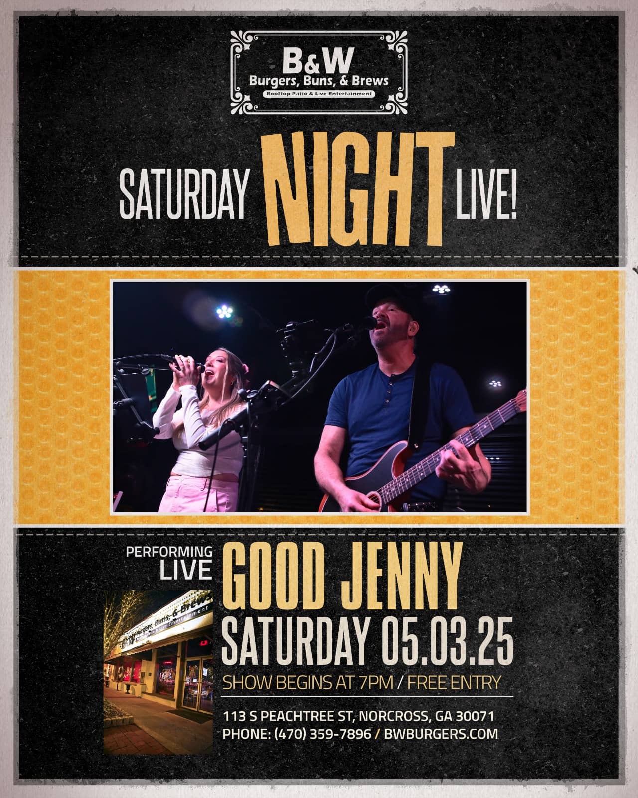 Catch Good Jenny - Free Event | B & W Burgers