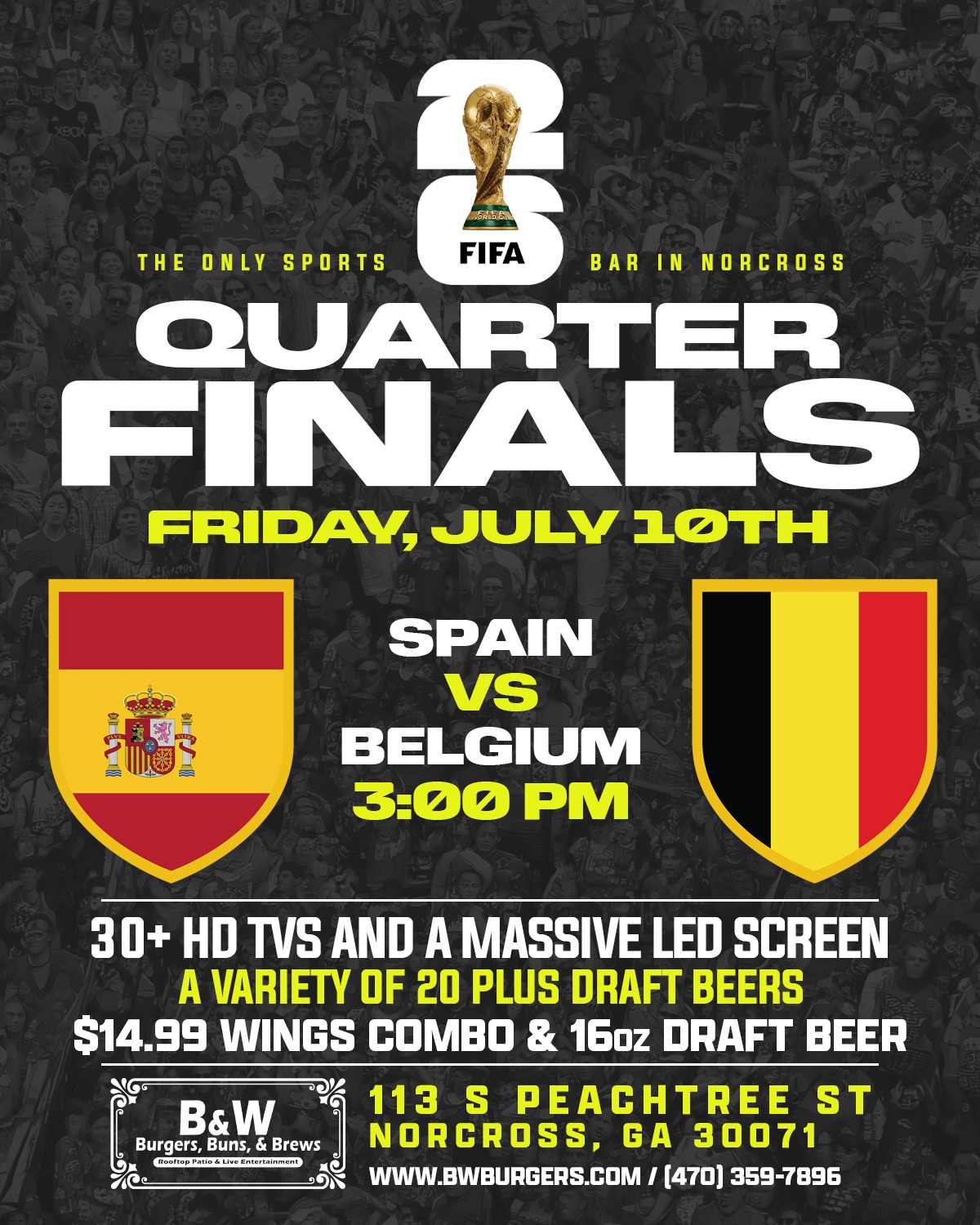 World Cup Quarterfinals Watch Party - Spain vs Belgium