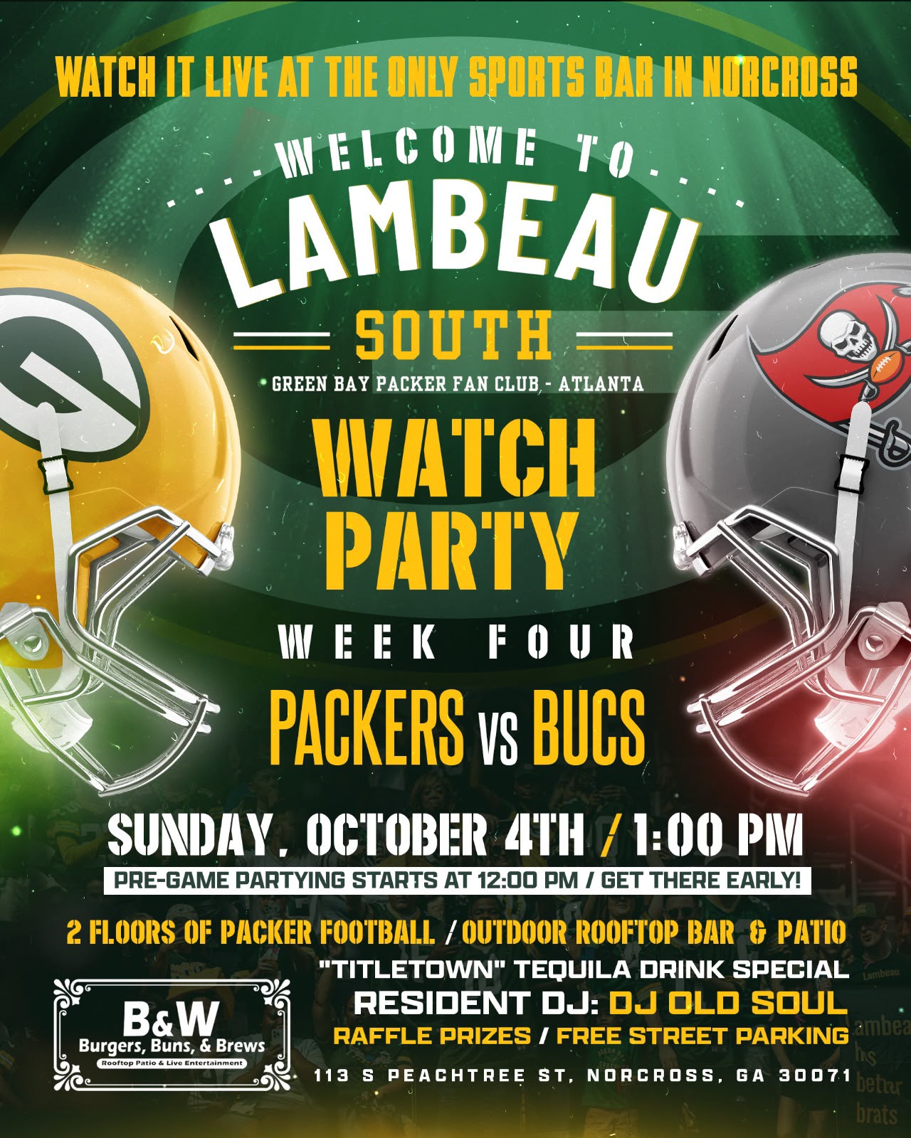 Packers vs Bucs — Lambeau South Watch Party