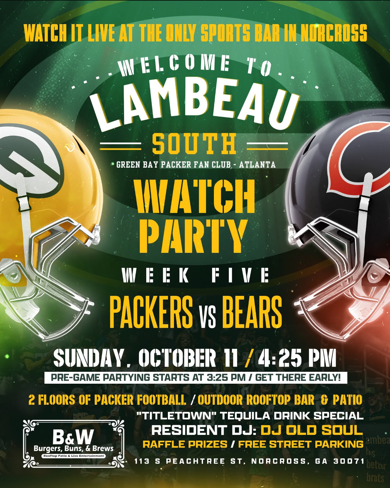 Packers vs Bears — Lambeau South Watch Party