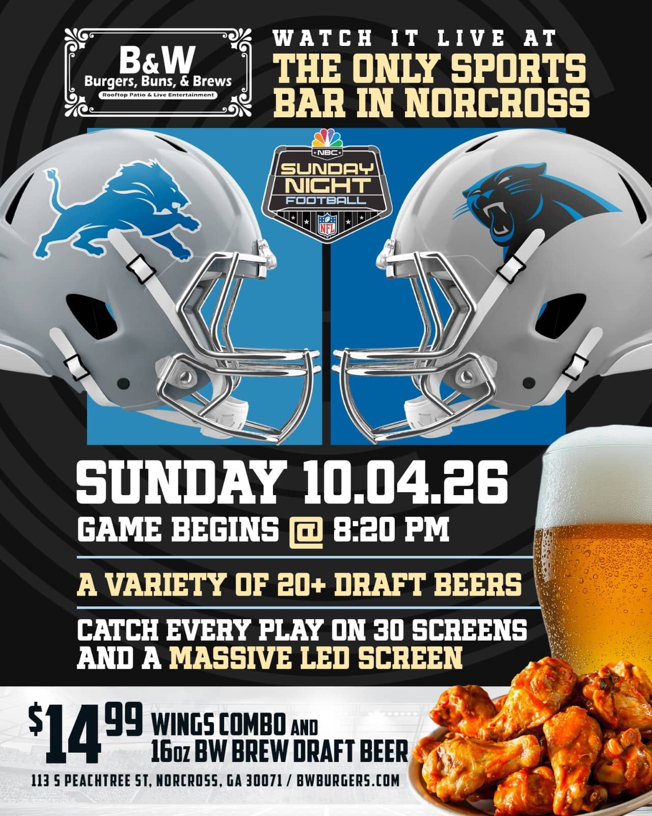 Lions vs Panthers — Sunday Night Football