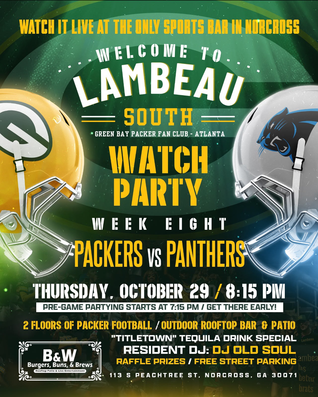 Packers vs Panthers — Lambeau South Watch Party